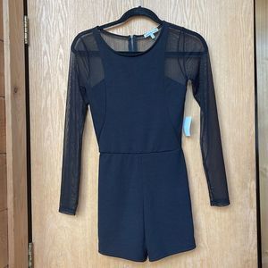 New with Tags Charlotte Russe Sheer Sleeve Black Romper XS